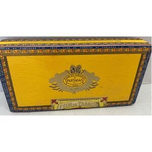 Partagas Cigar Box Wood Robusto Yellow Decorative Storage 9x5 Tobacciana